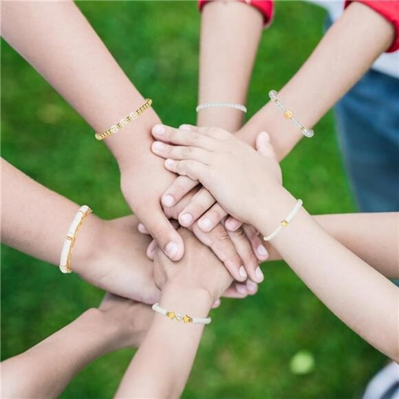 Preppy Beaded Bracelets Set Smile Heart Star Pearl Stackable Y2K Jewelry - Picture 5 of 7